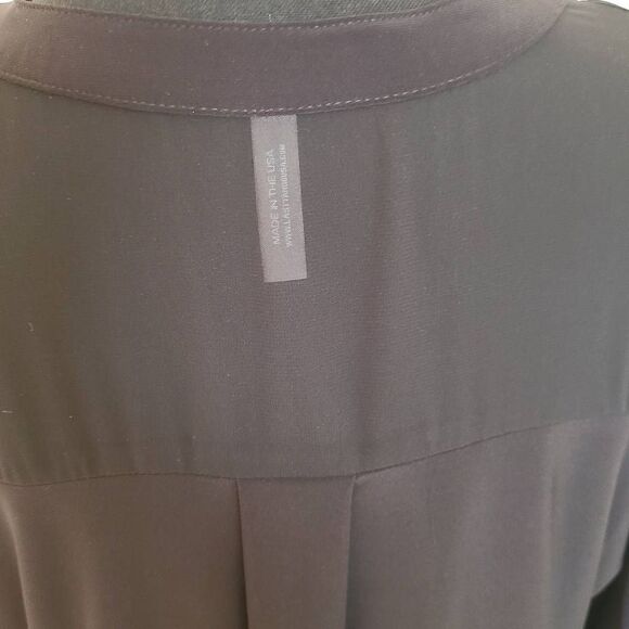 Last Tango Womens Black V Neck Chiffon Stretch Tunic Oversized Blouse - Picture 6 of 13